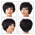 Peruca feminina curta encaracolada sintética Bob Cut Pixie